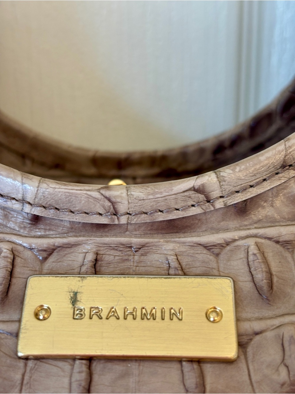 Brahmin Croc-Embossed Leather Taupe Tote Bag ~ - Picture 3 of 11